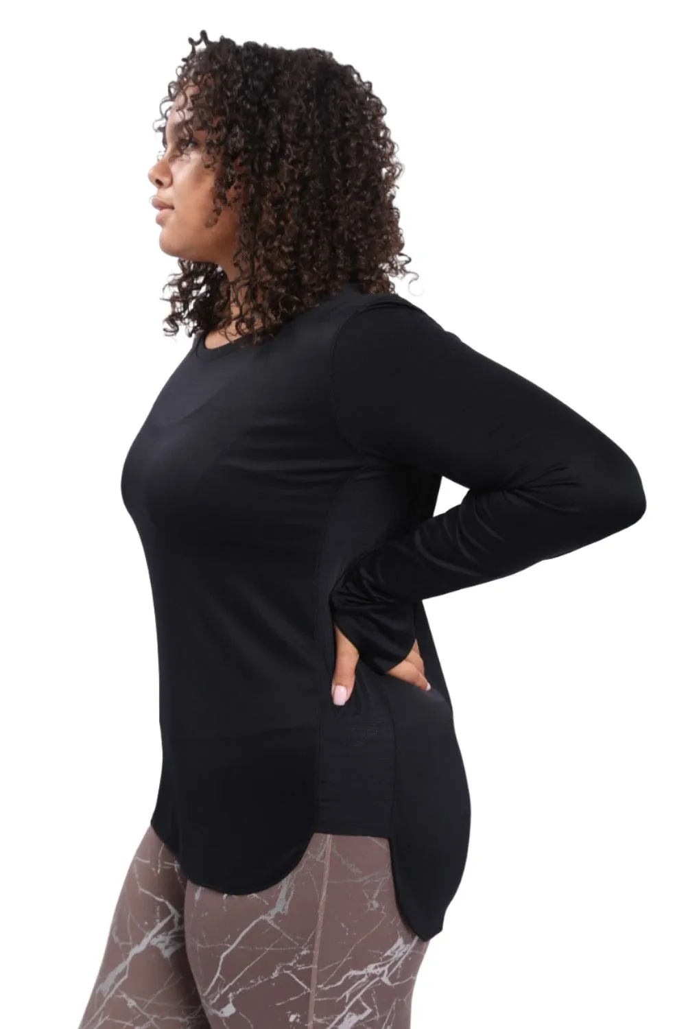 Mono B Meshy Back Long Sleeve Top AT-A0761 and Plus