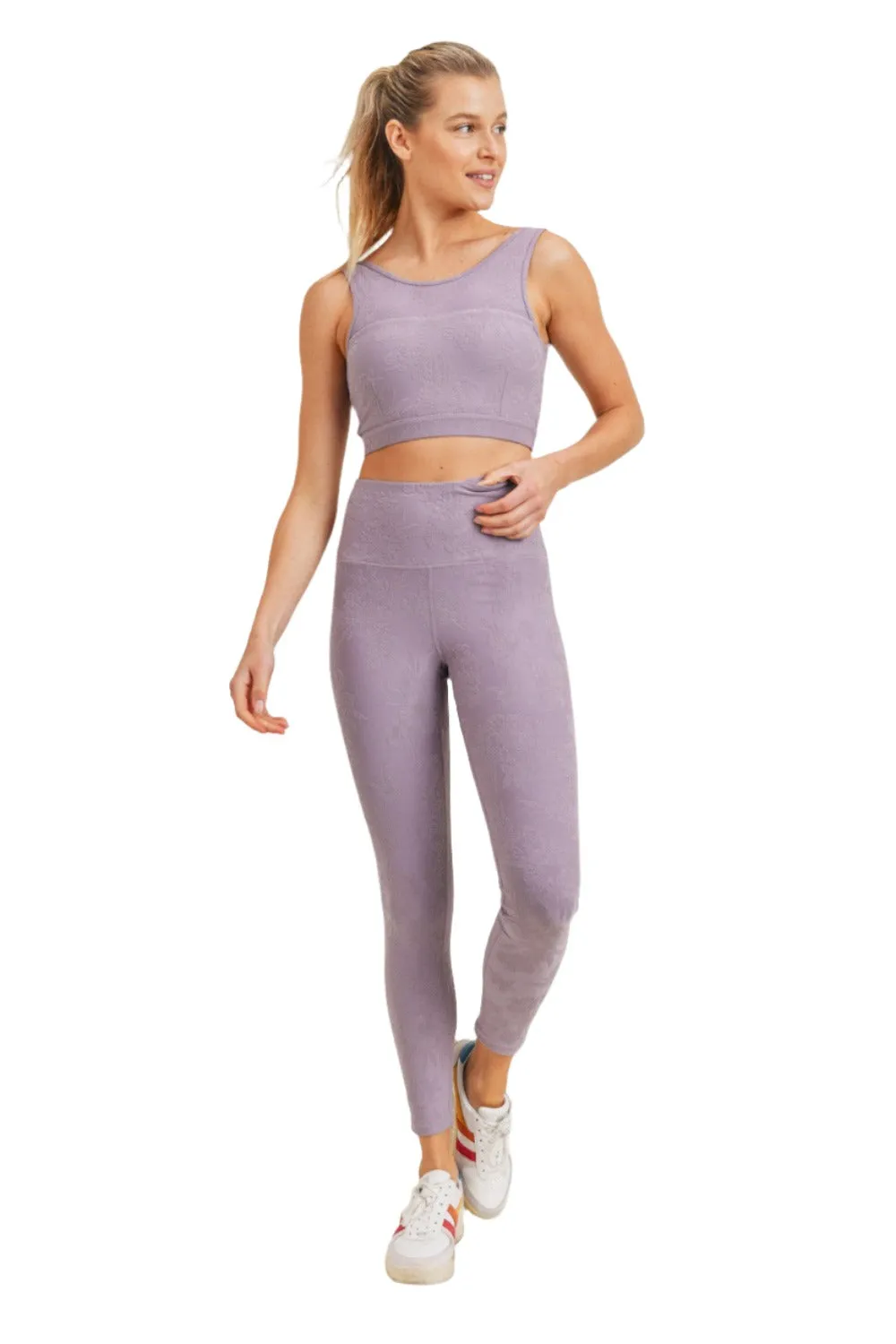 Mono B Textured Hibiscus Jacquard TACTEL Leggings APH8080