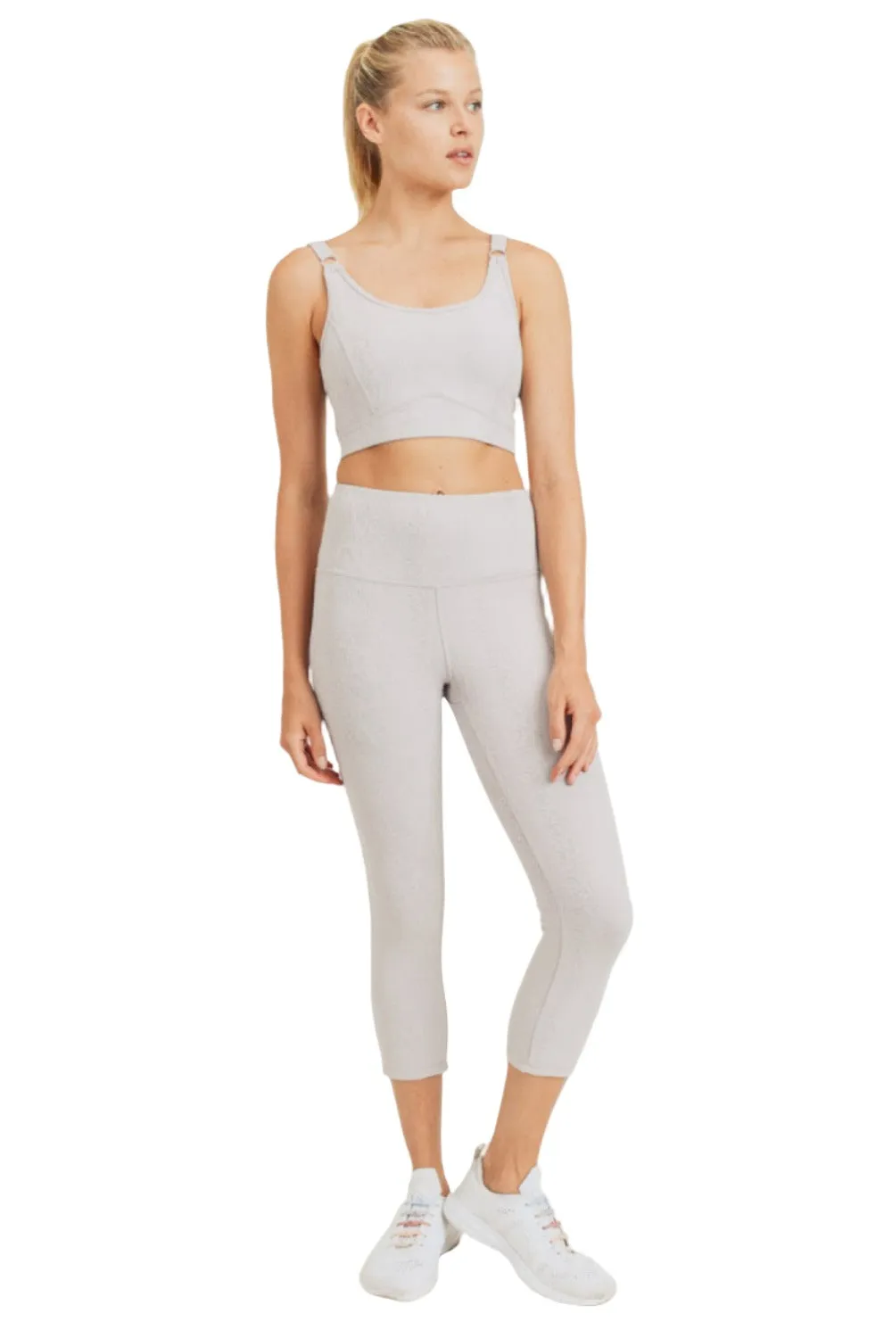 Mono B Textured Snake Jacquard  High Waist Capri APH8037