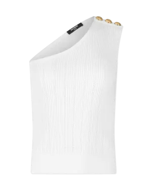 One-Shoulder 3 Button Knit Top