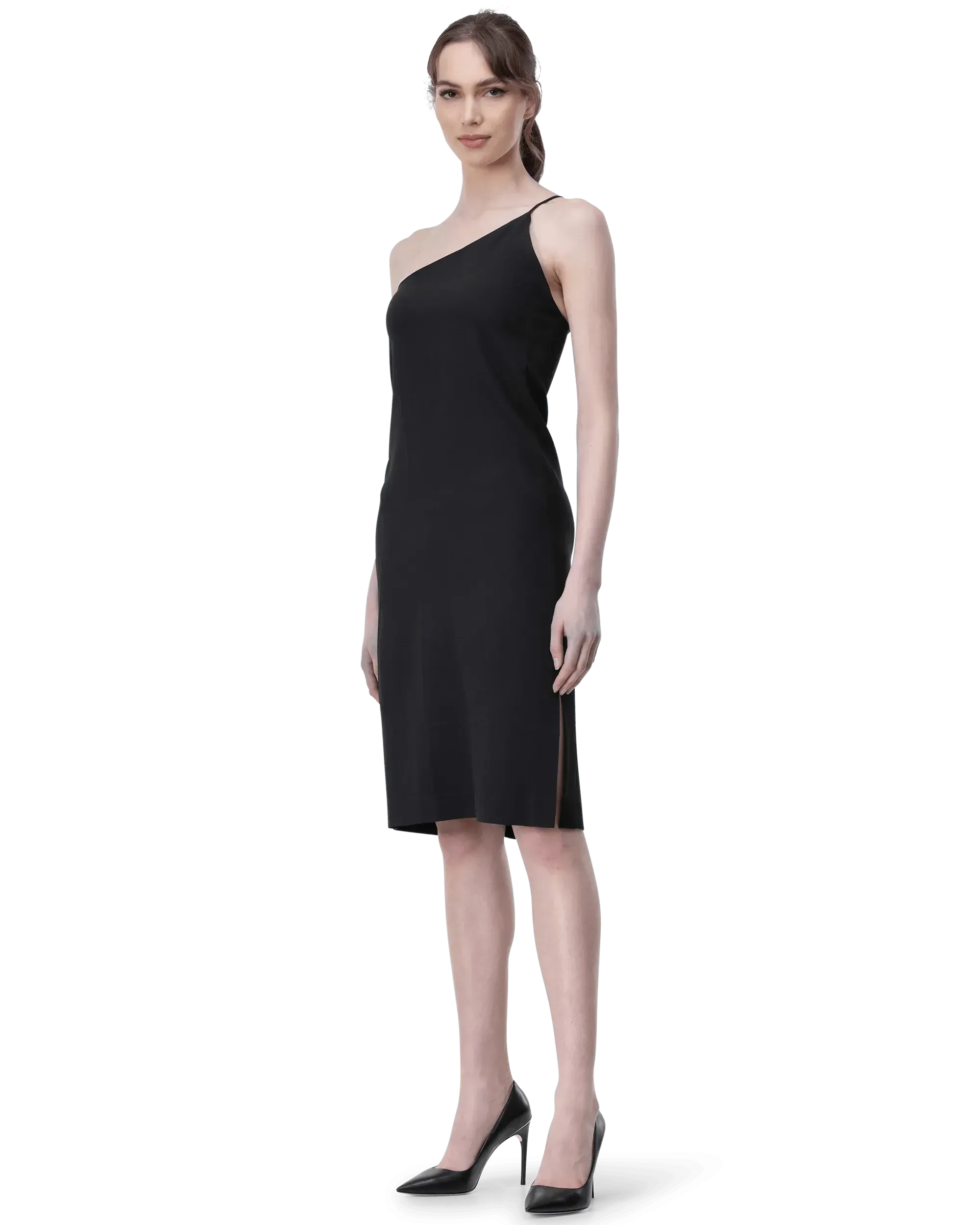 One Shoulder Crepe Dress