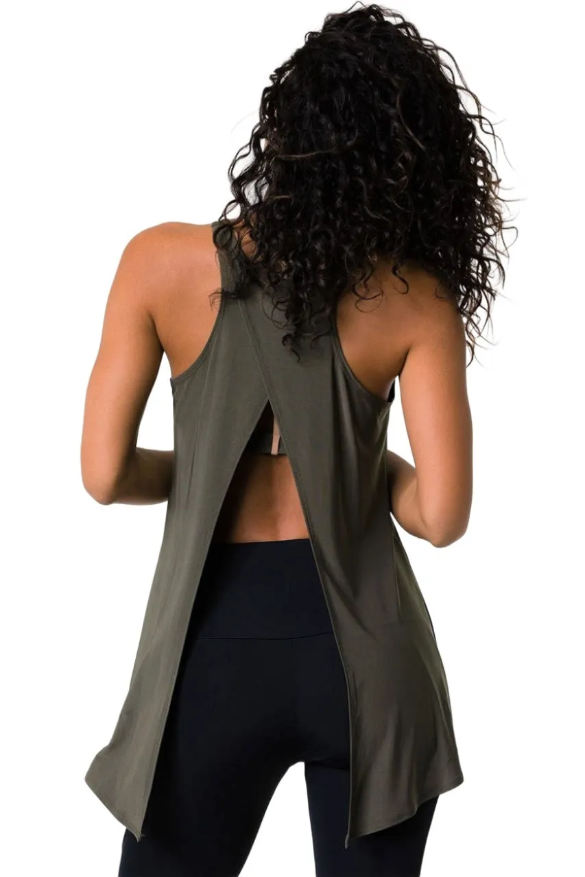 Onzie Hot Yoga 3109 Tie Back Tank S-M-L Sepia