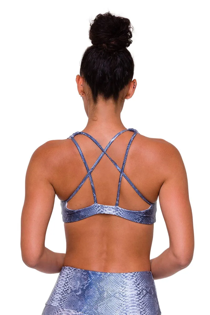 Onzie Hot Yoga Mudra Bra 3098 Blue Mamba Foil