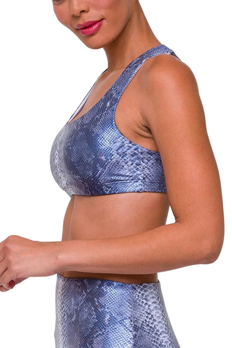 Onzie Hot Yoga Mudra Bra 3098 Blue Mamba Foil