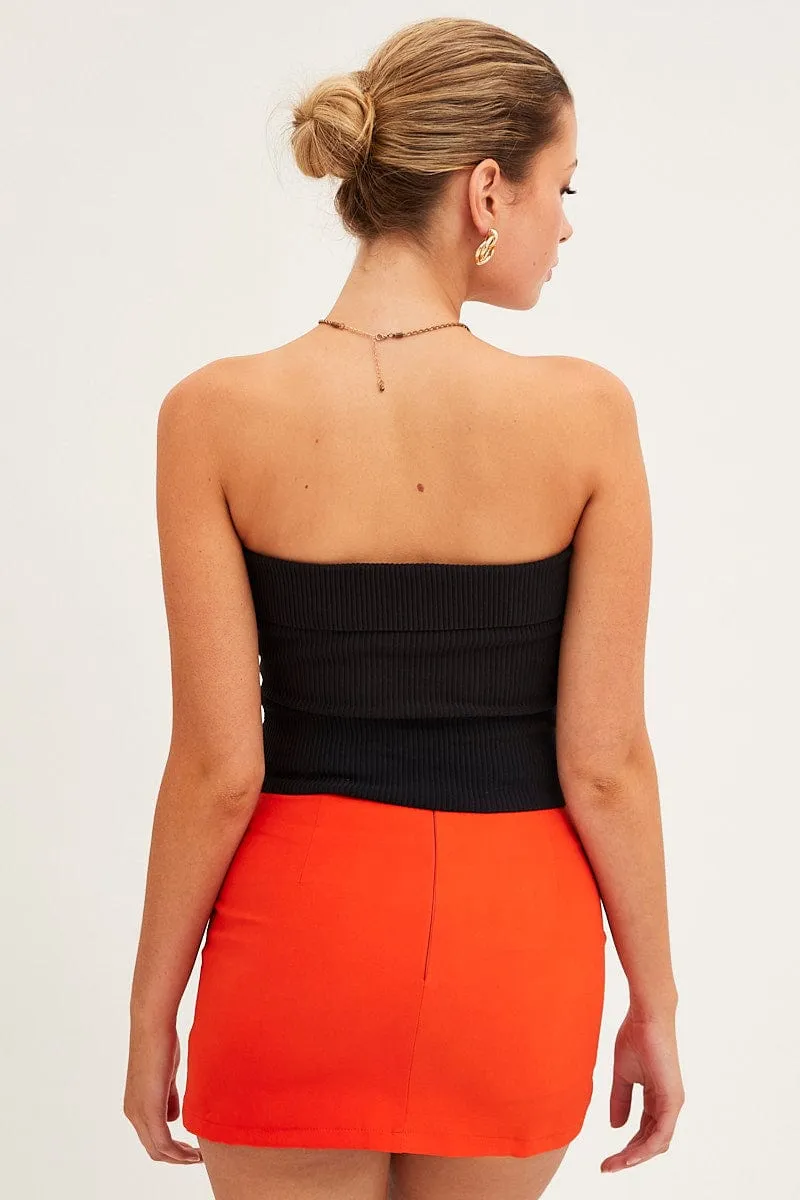 Orange Mini Skirt High Rise
