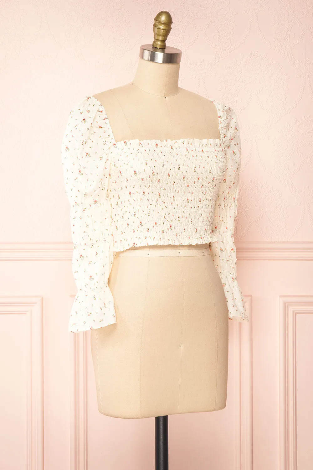 Orithyia | Floral Crop Top w/ Square Neckline