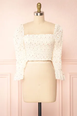 Orithyia | Floral Crop Top w/ Square Neckline