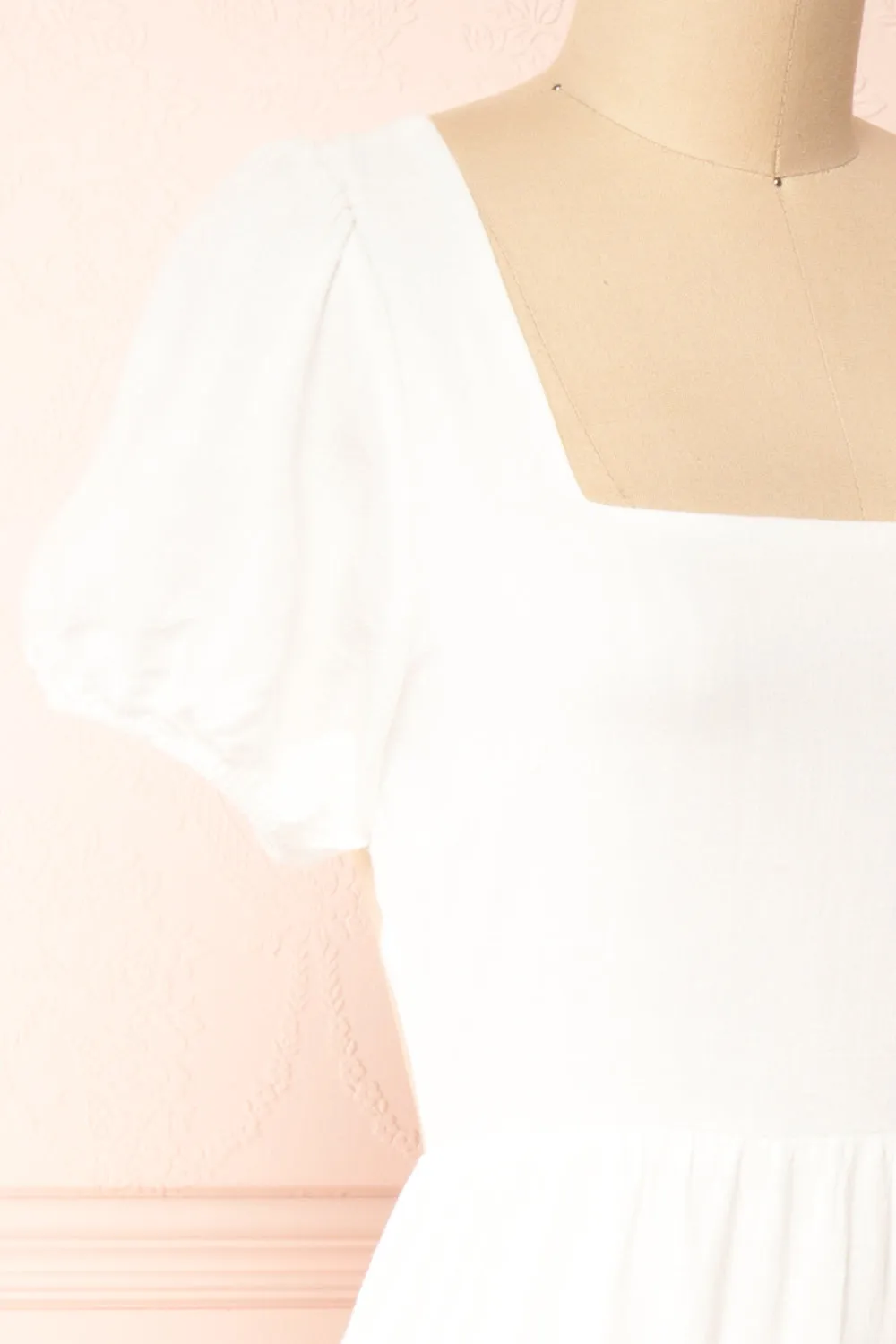 Pamua | Open Back Midi Dress w/ Puffy Sleeves