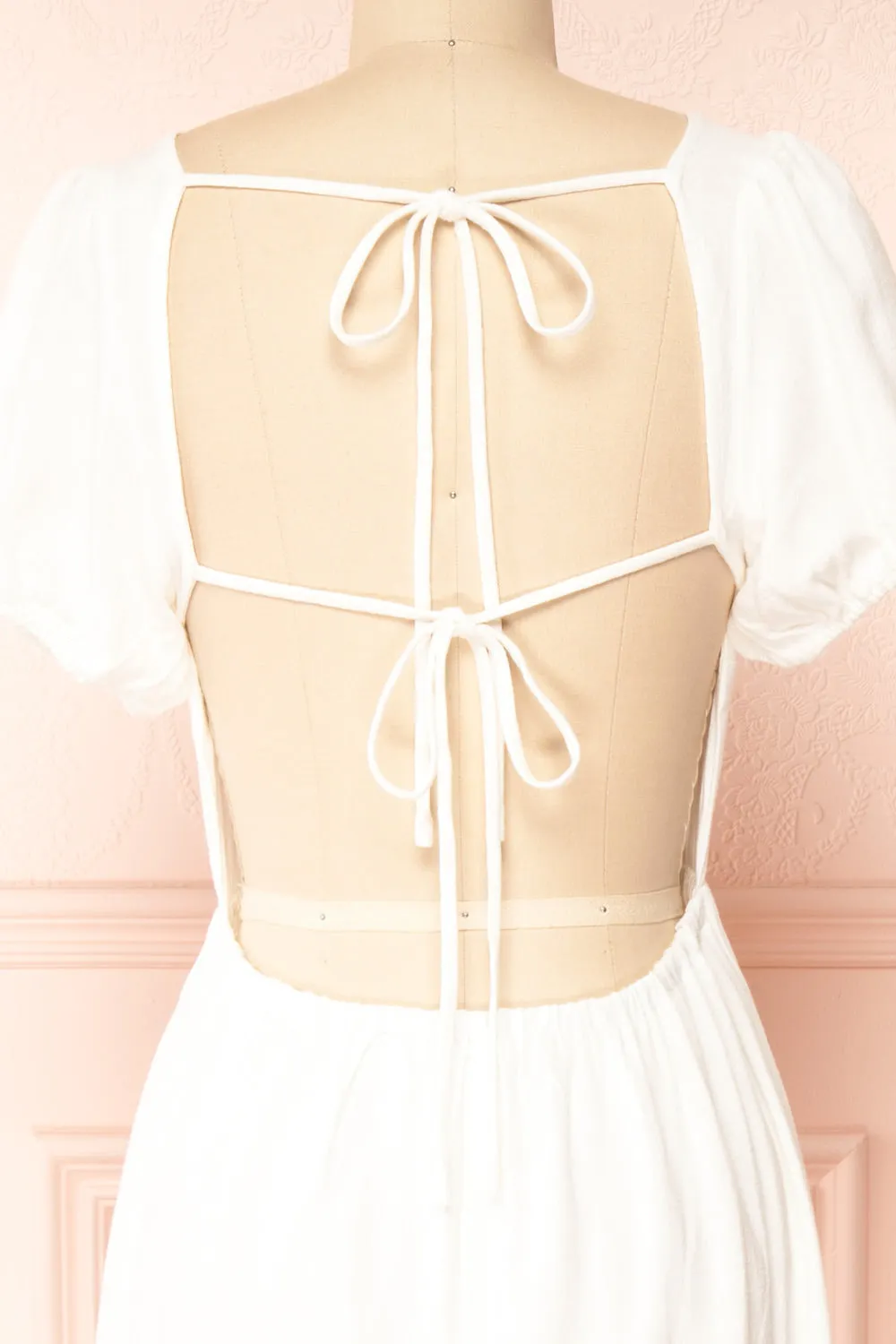 Pamua | Open Back Midi Dress w/ Puffy Sleeves