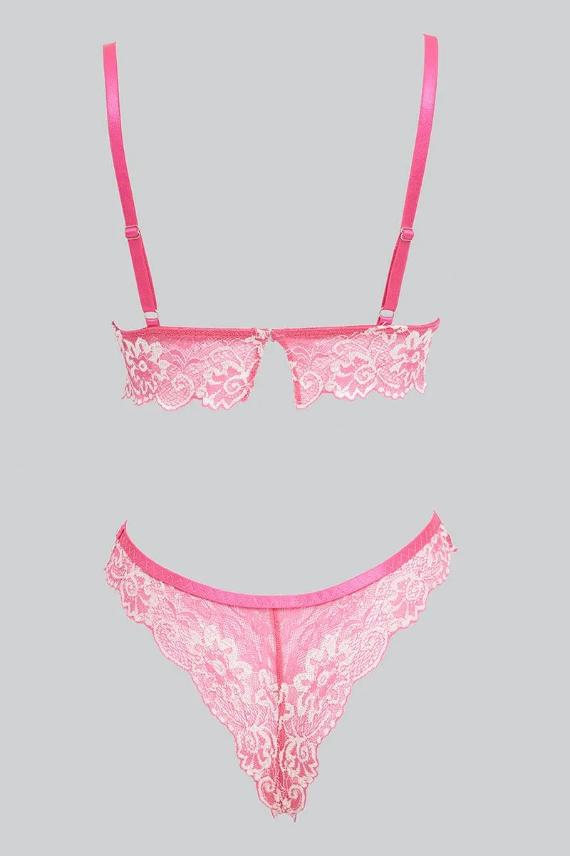 Pink Lace Lingerie Set