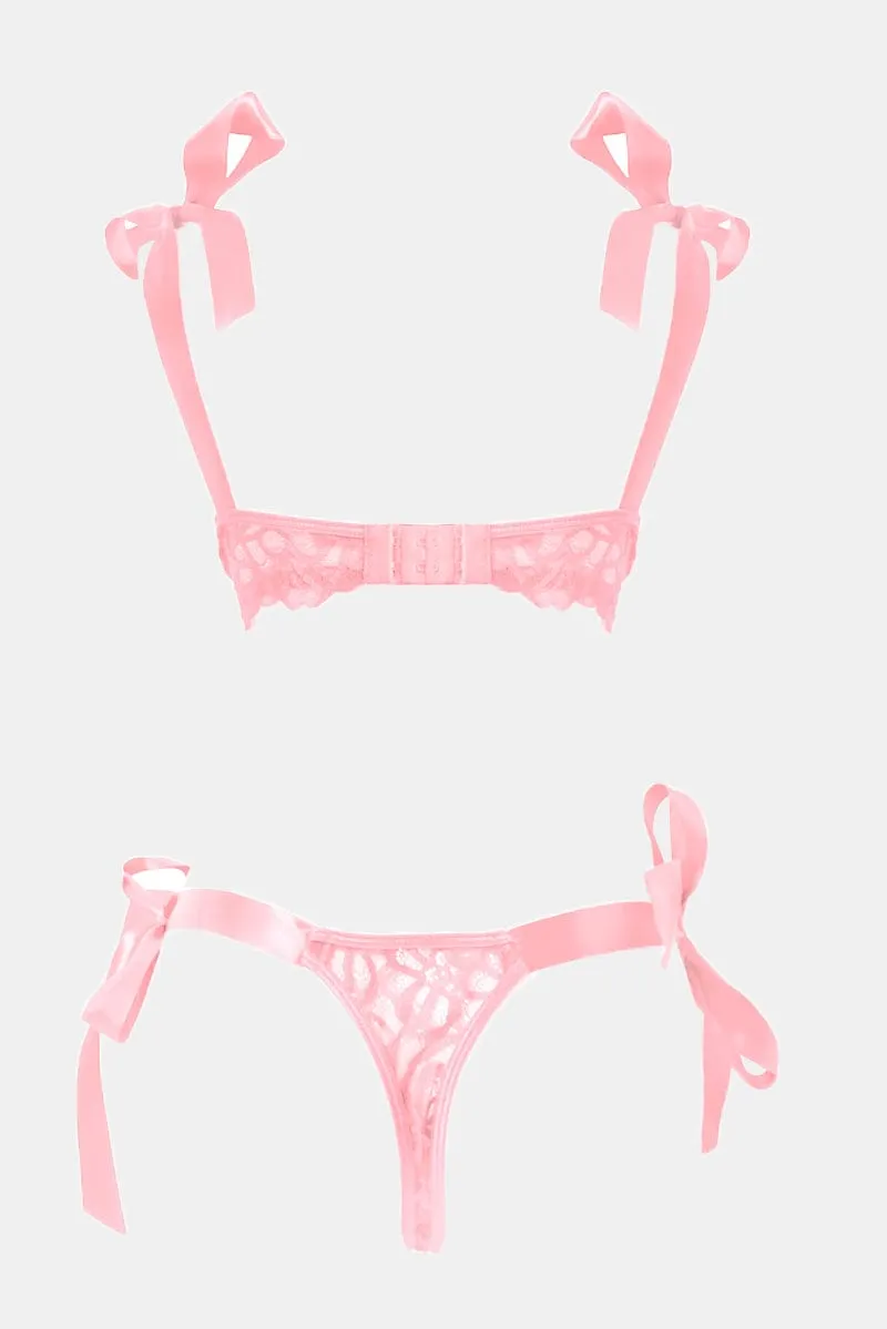 Pink Lace Lingerie Set