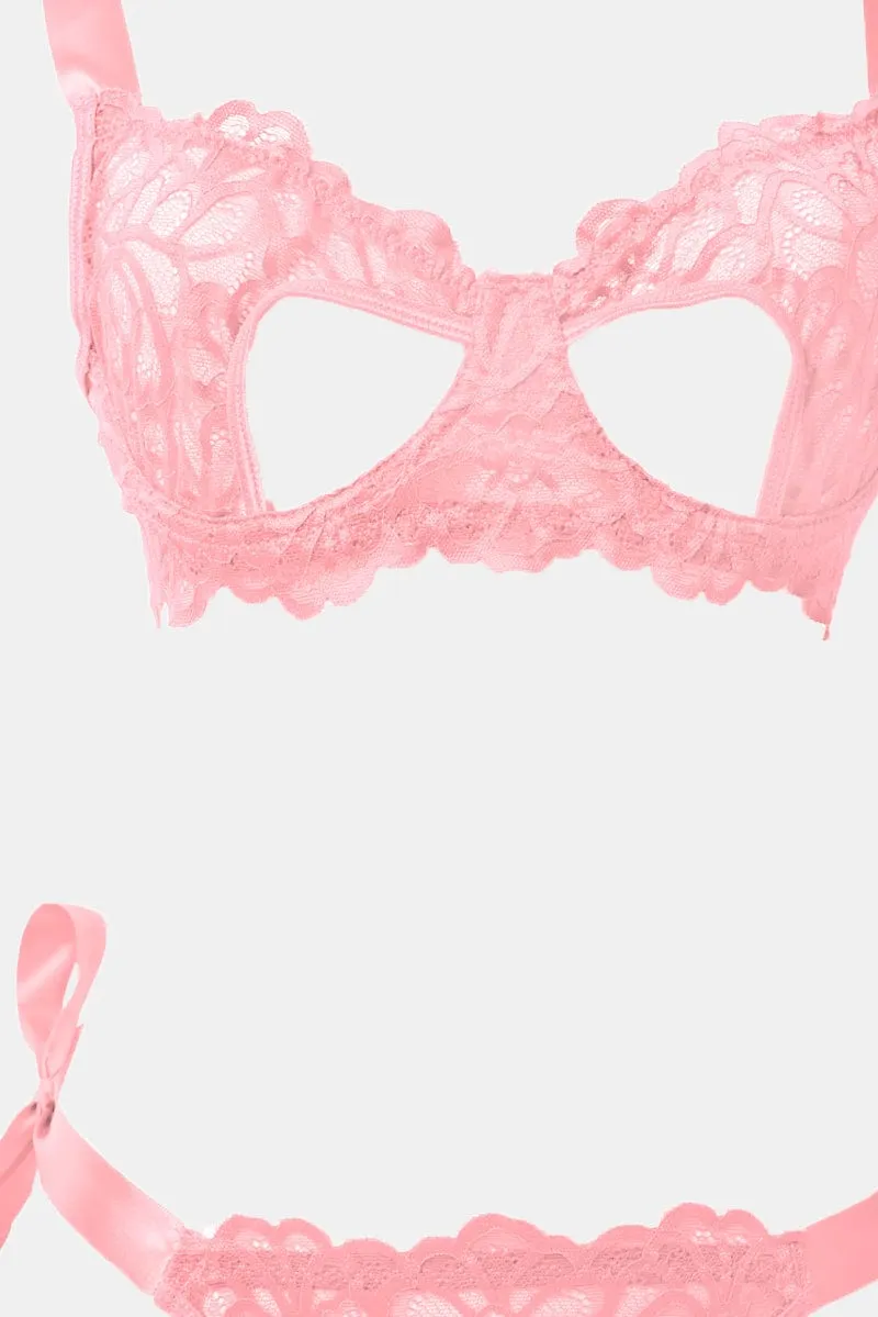Pink Lace Lingerie Set