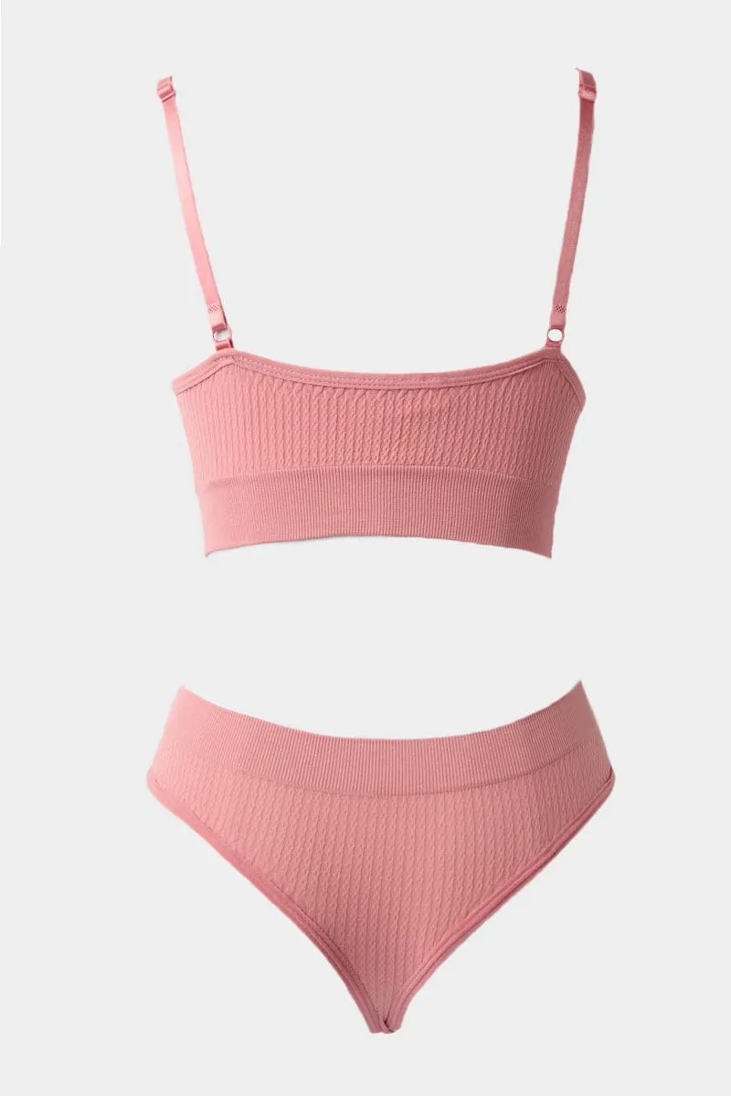 Pink Seamless Lingerie Set
