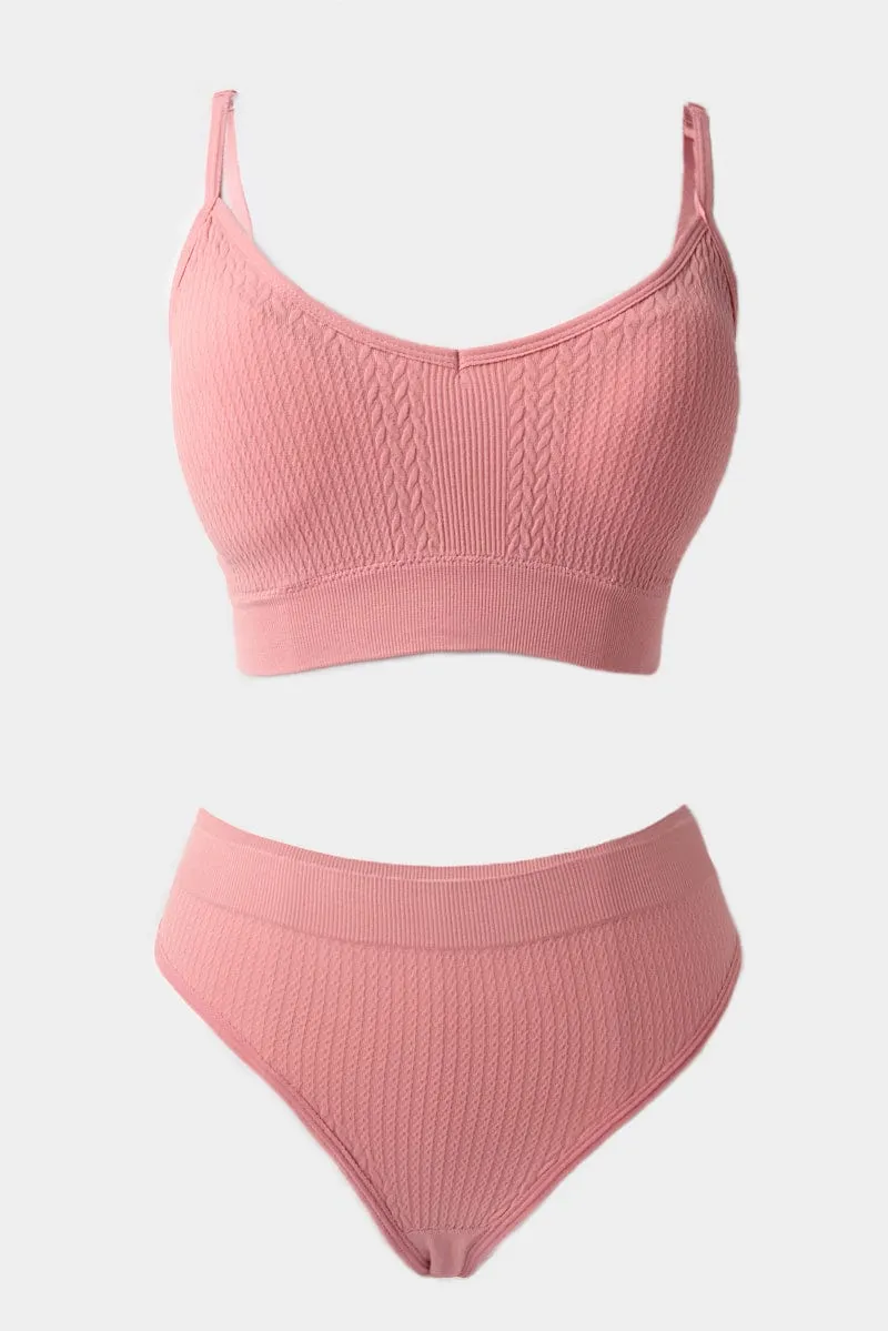 Pink Seamless Lingerie Set