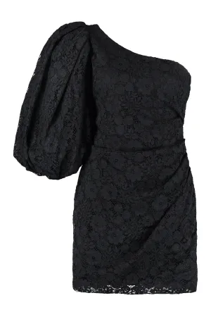 Pinko One-Shoulder Lace Detailed Mini Dress