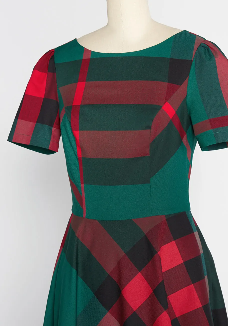 Plaid Yourself a Merry Little Christmas Midi Dress