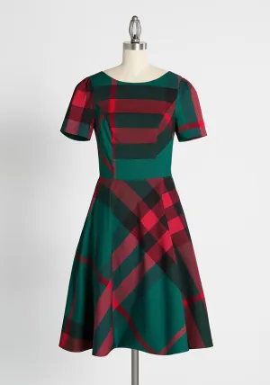 Plaid Yourself a Merry Little Christmas Midi Dress