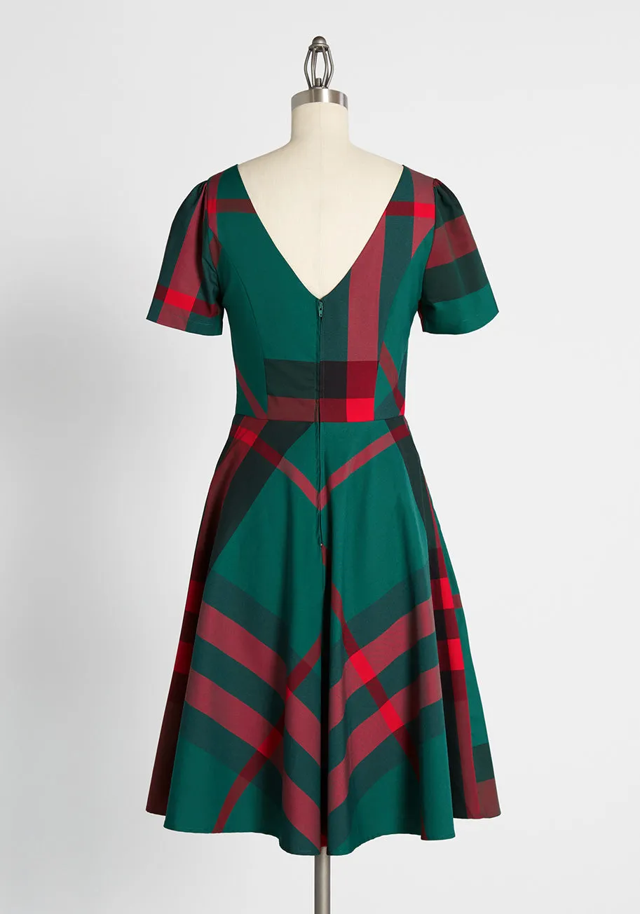 Plaid Yourself a Merry Little Christmas Midi Dress