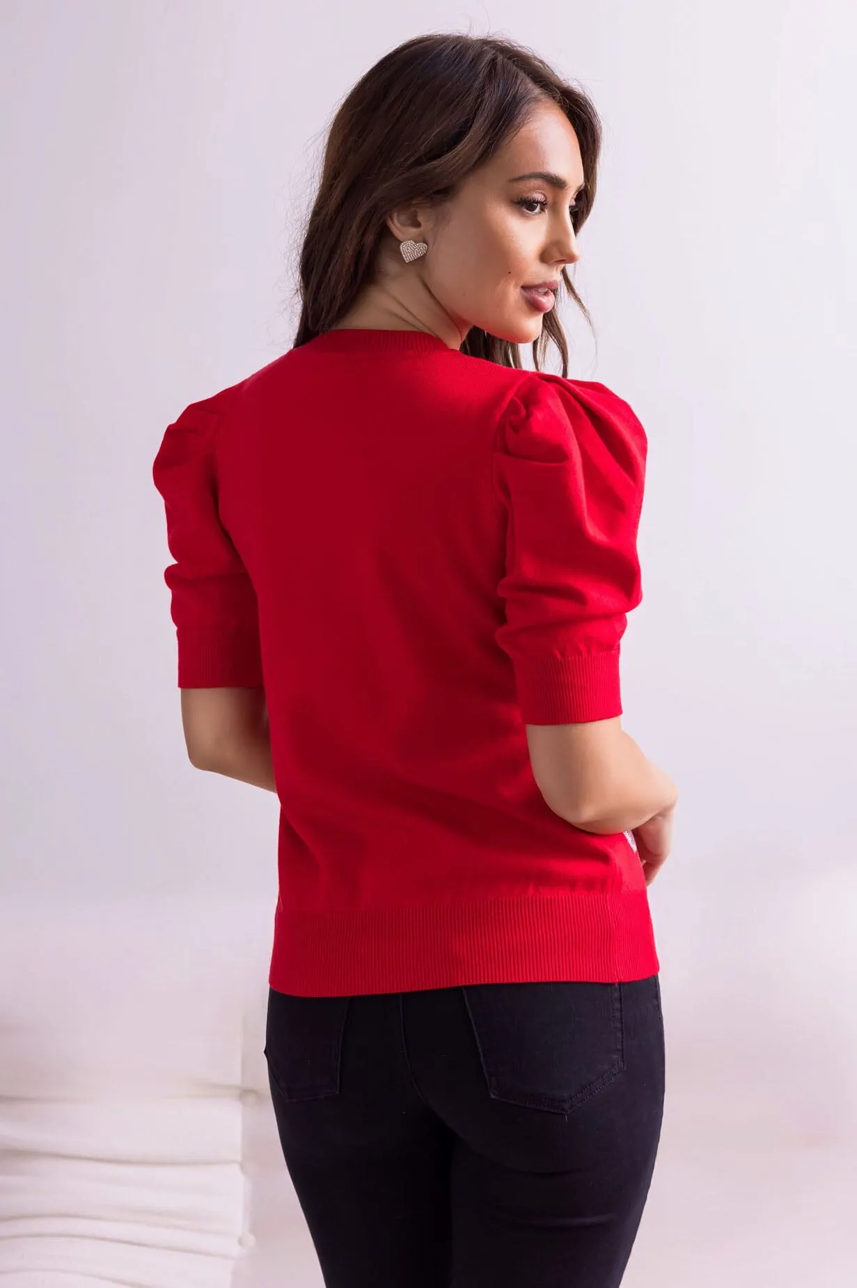 Pretty In Bows Puff Sleeve Sweater