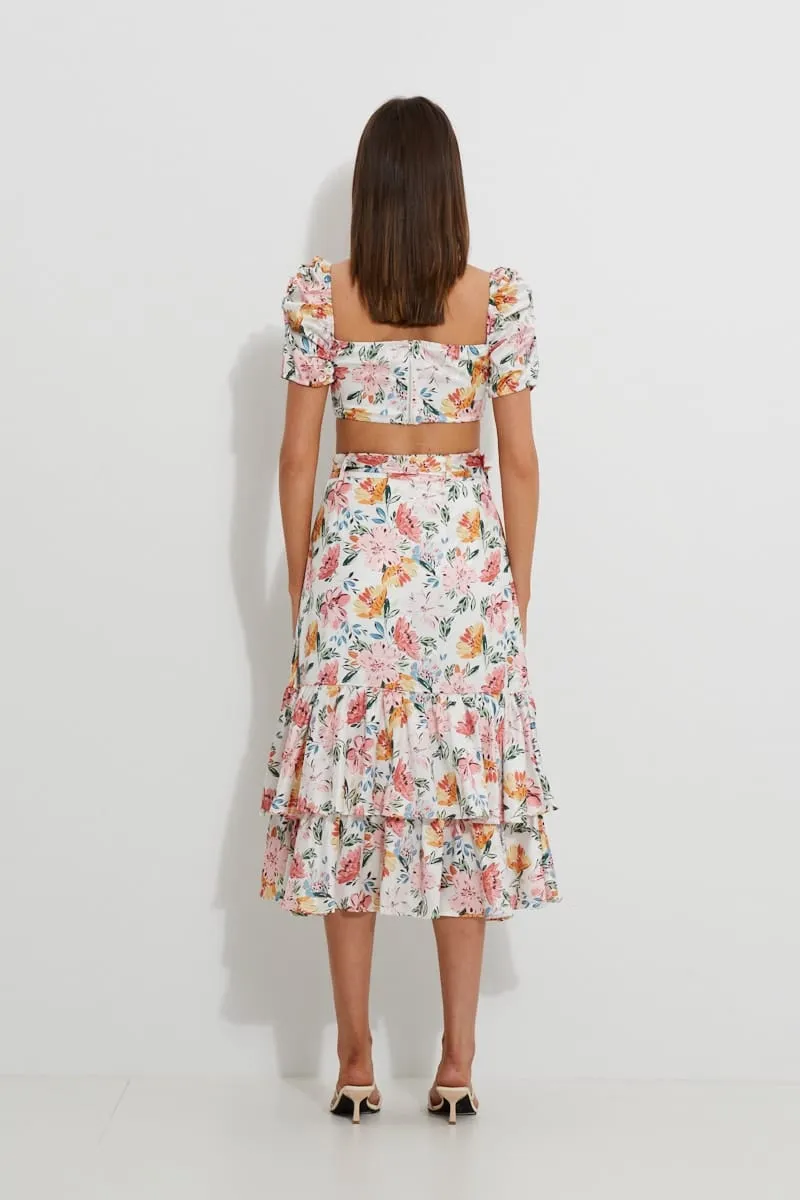 Print Designer Square Neck Puff Shoulder Top