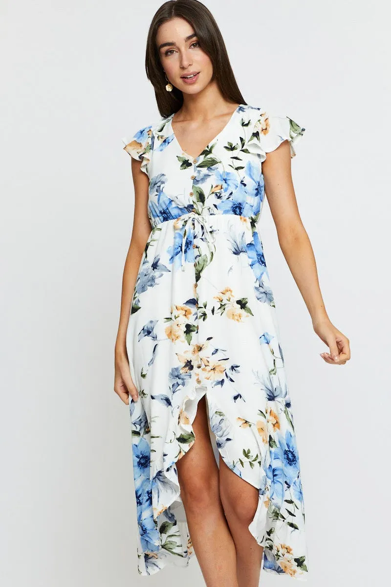 Print Midi Dress Short Sleeve