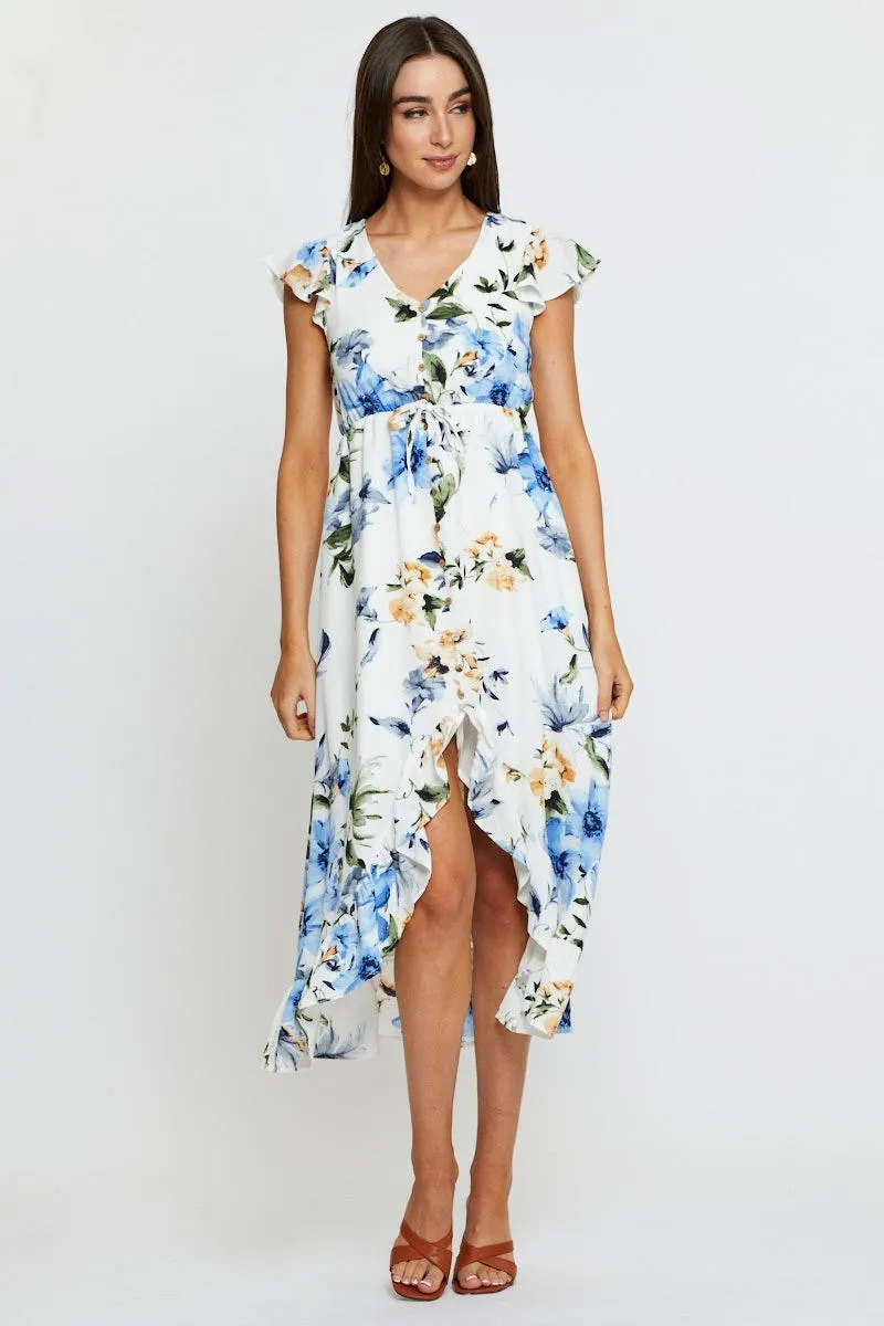 Print Midi Dress Short Sleeve