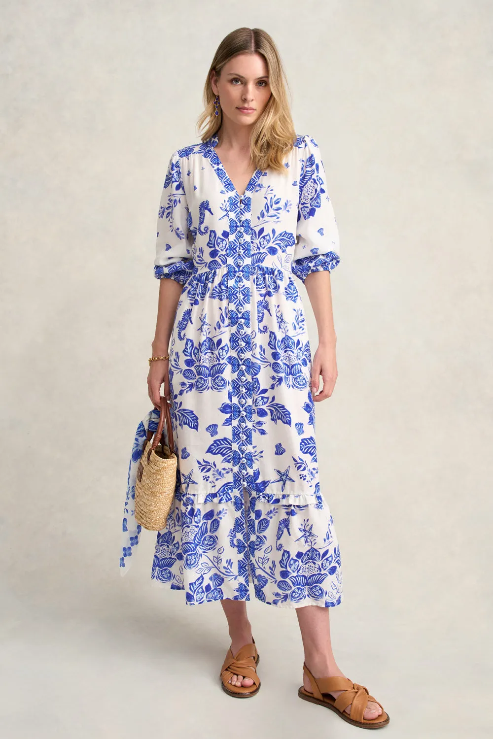 Printed Tiered Maxi Dress - Toile De Seaside