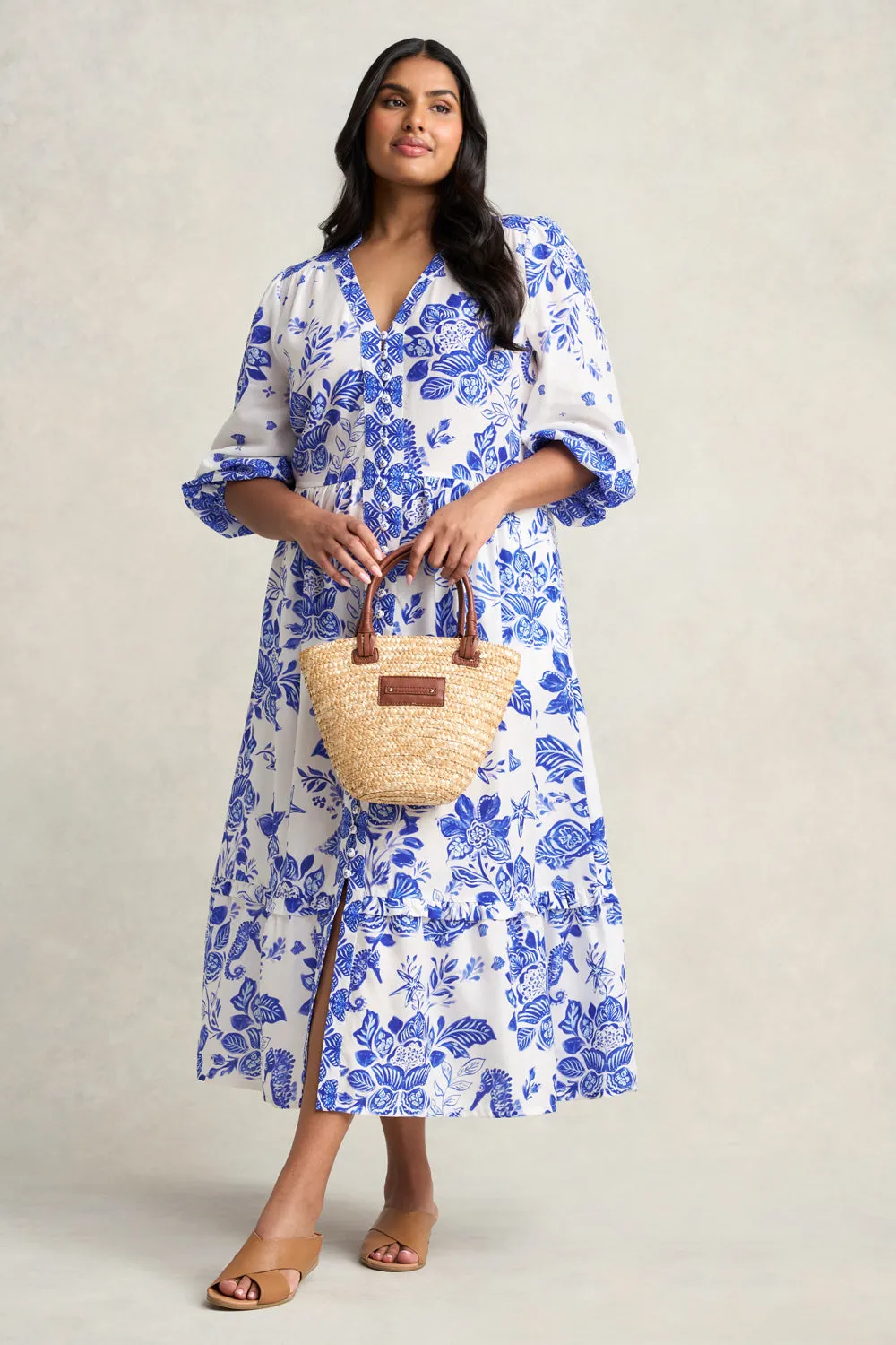 Printed Tiered Maxi Dress - Toile De Seaside