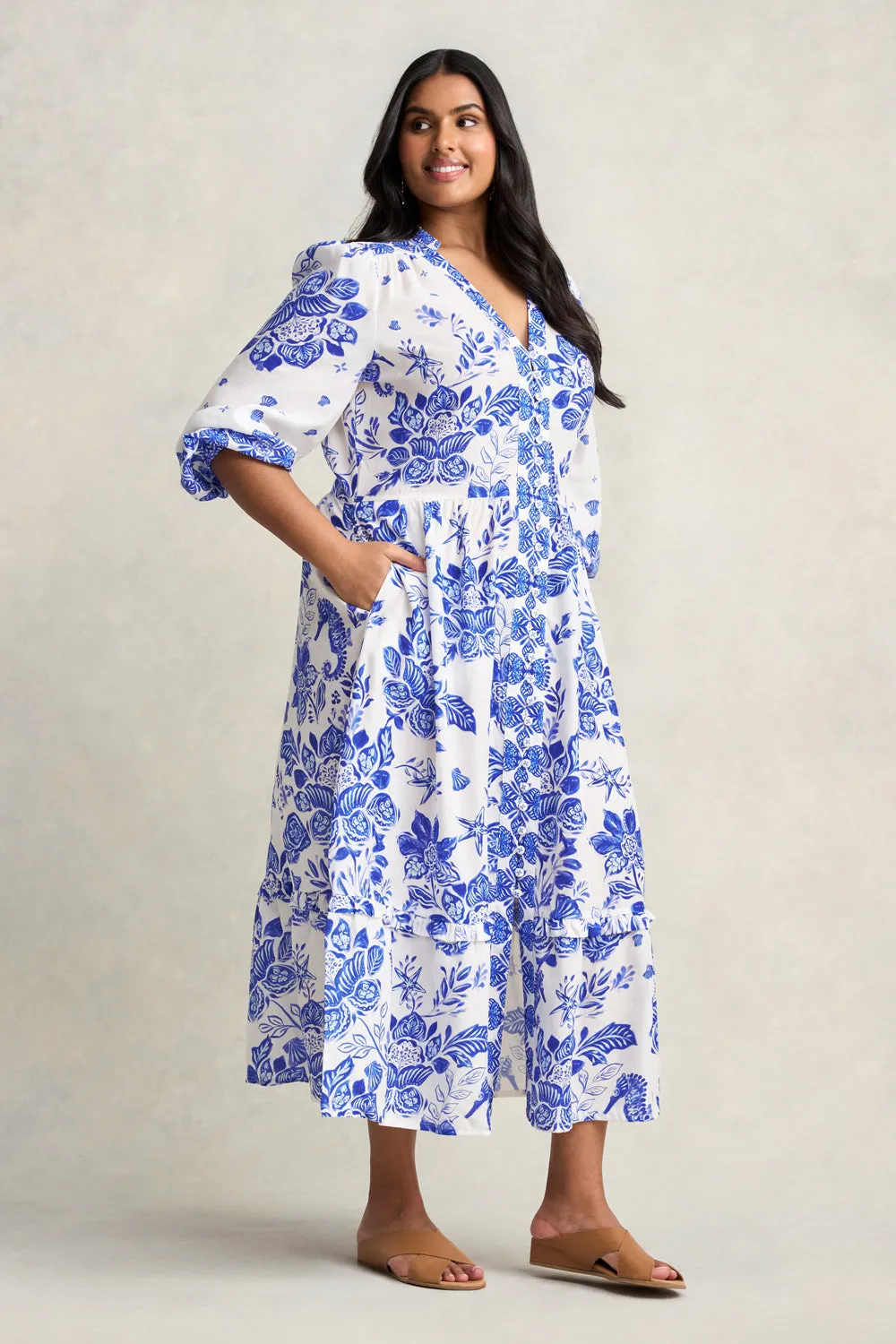 Printed Tiered Maxi Dress - Toile De Seaside