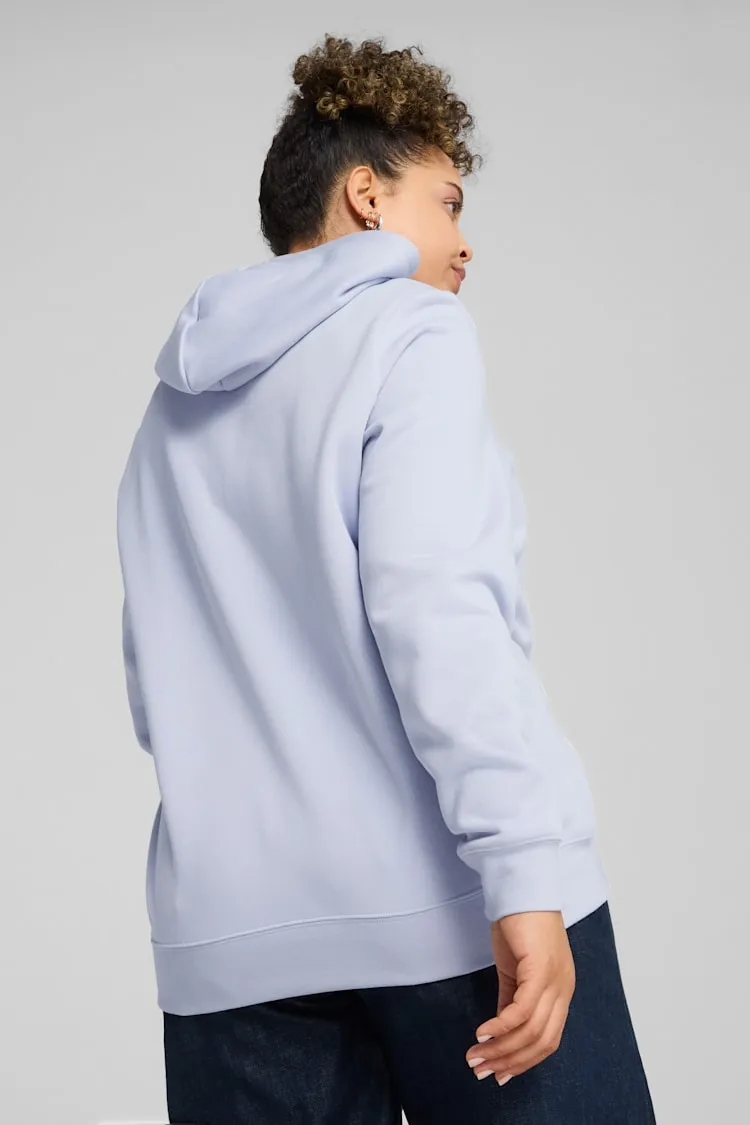 PUMA WOMEN'S ESSENTIALS LOGO FLEECE BLUE HOODIE