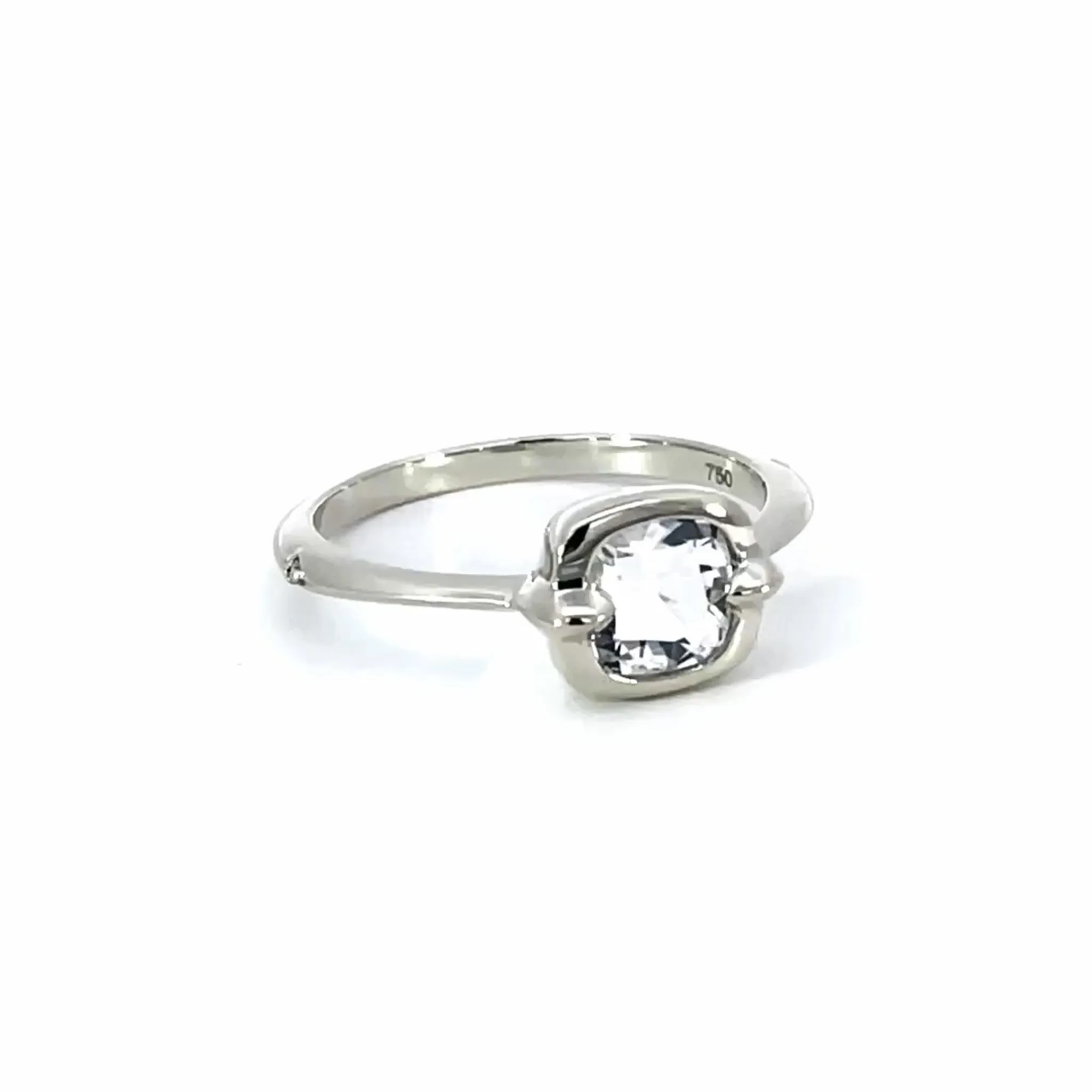 "Points North" Cushion Rock Crystal Ring with White Sapphires