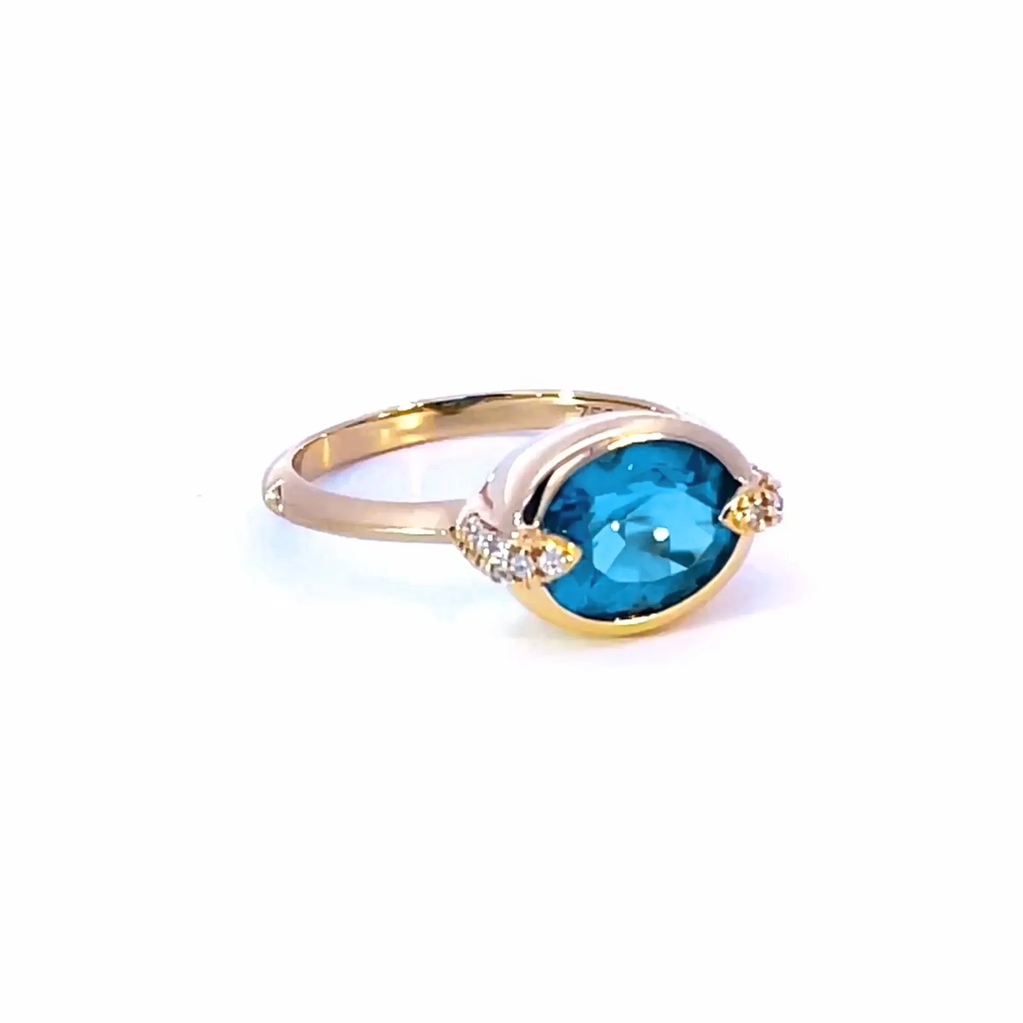 "Points North" Deep-Set Oval London Blue Topaz Ring