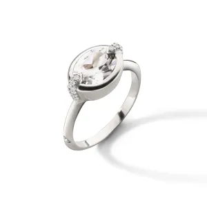 "Points North" Deep-Set Oval Rock Crystal Ring