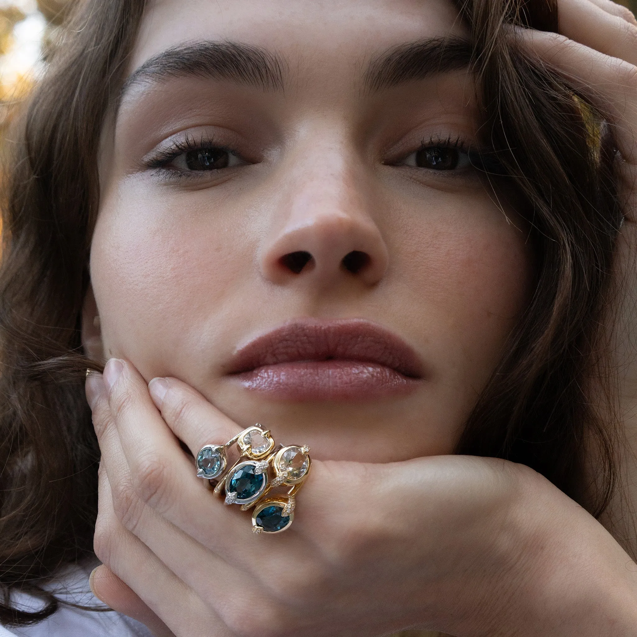 "Points North" Deep-Set Oval Rock Crystal Ring