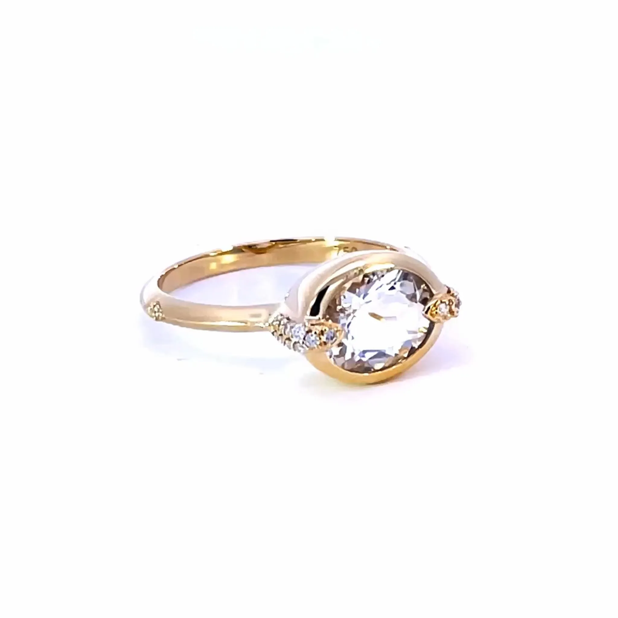 "Points North" Deep-Set Oval Rock Crystal Ring