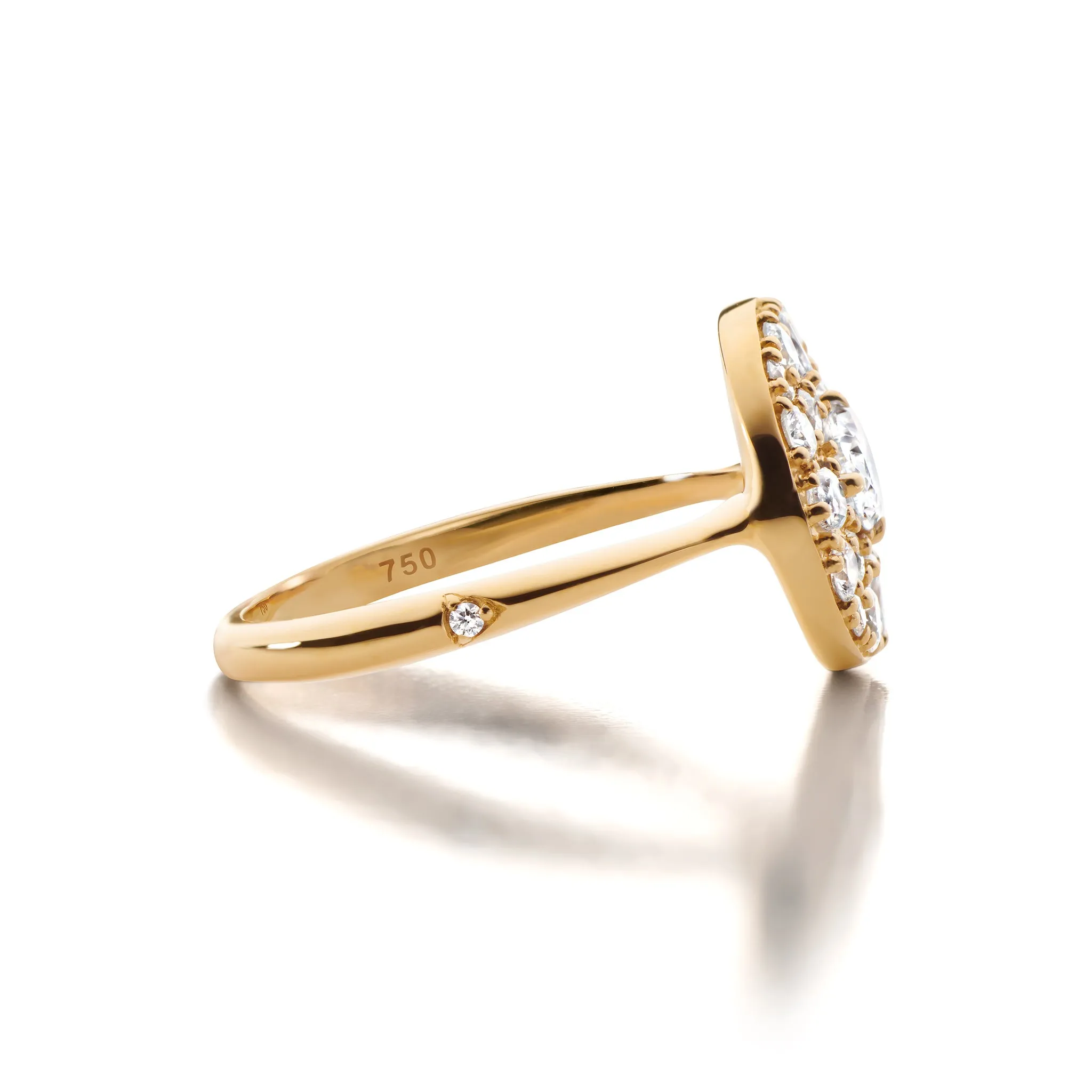 "Points North" Diamond Ring with Oval, Round and Pear Shaped Diamonds