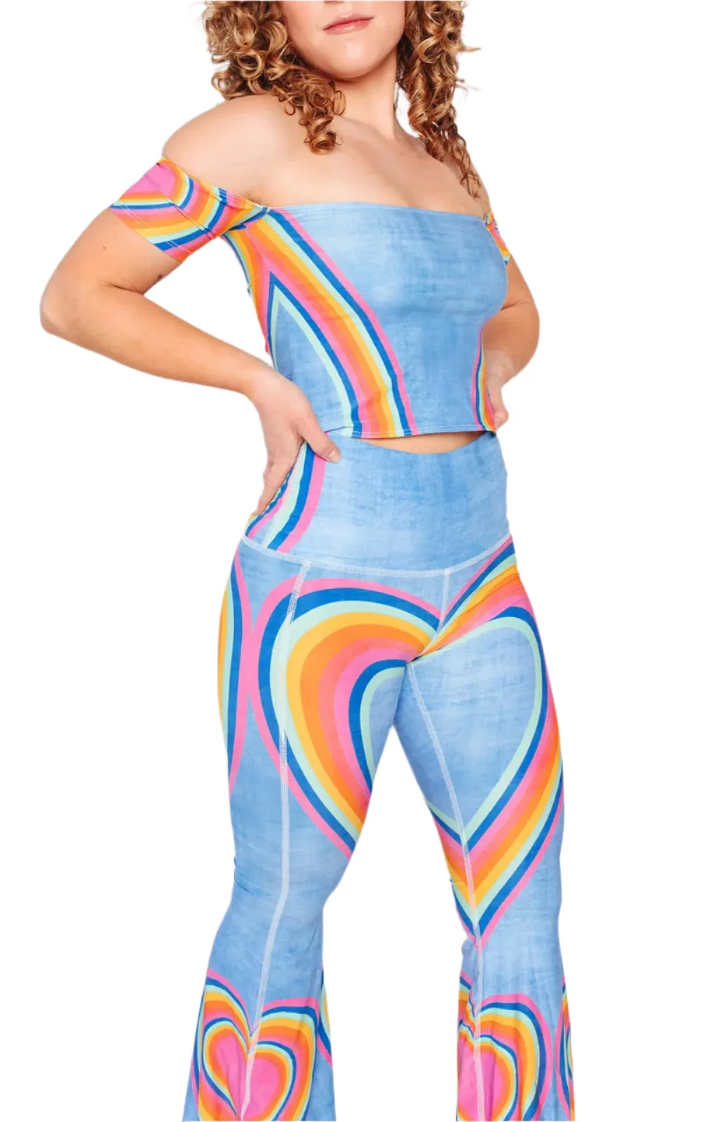 Rainbow Love Printed Bell Bottoms by Yoga Democracy