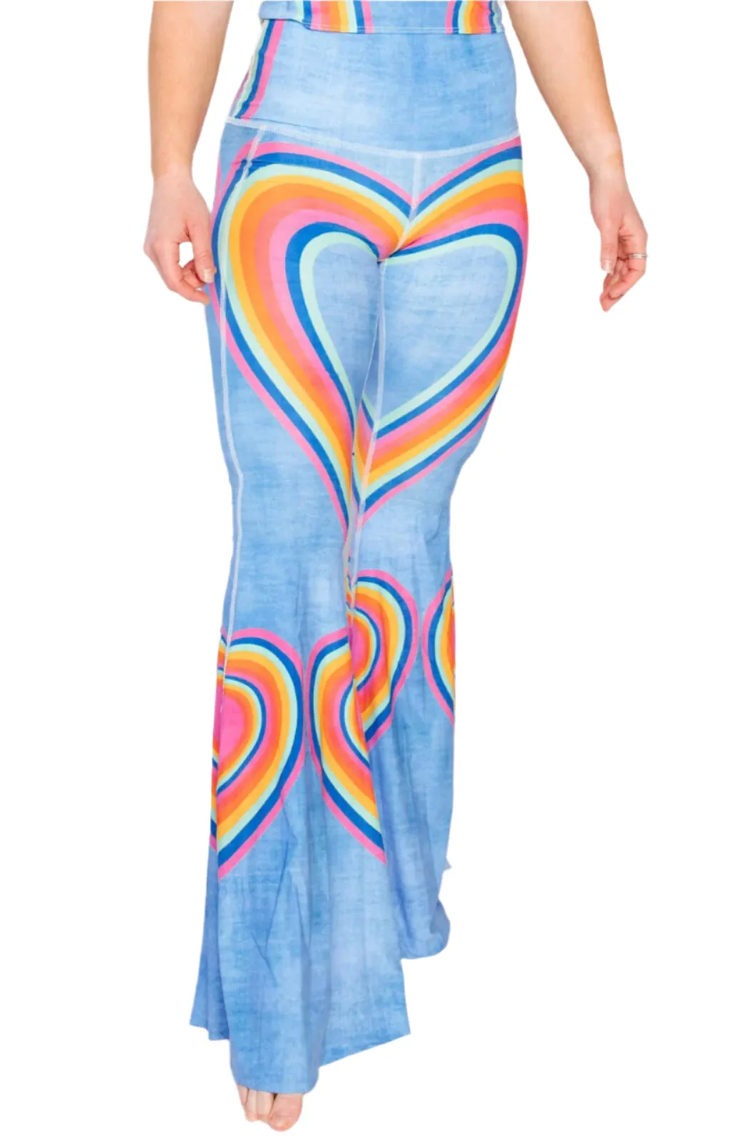 Rainbow Love Printed Bell Bottoms by Yoga Democracy