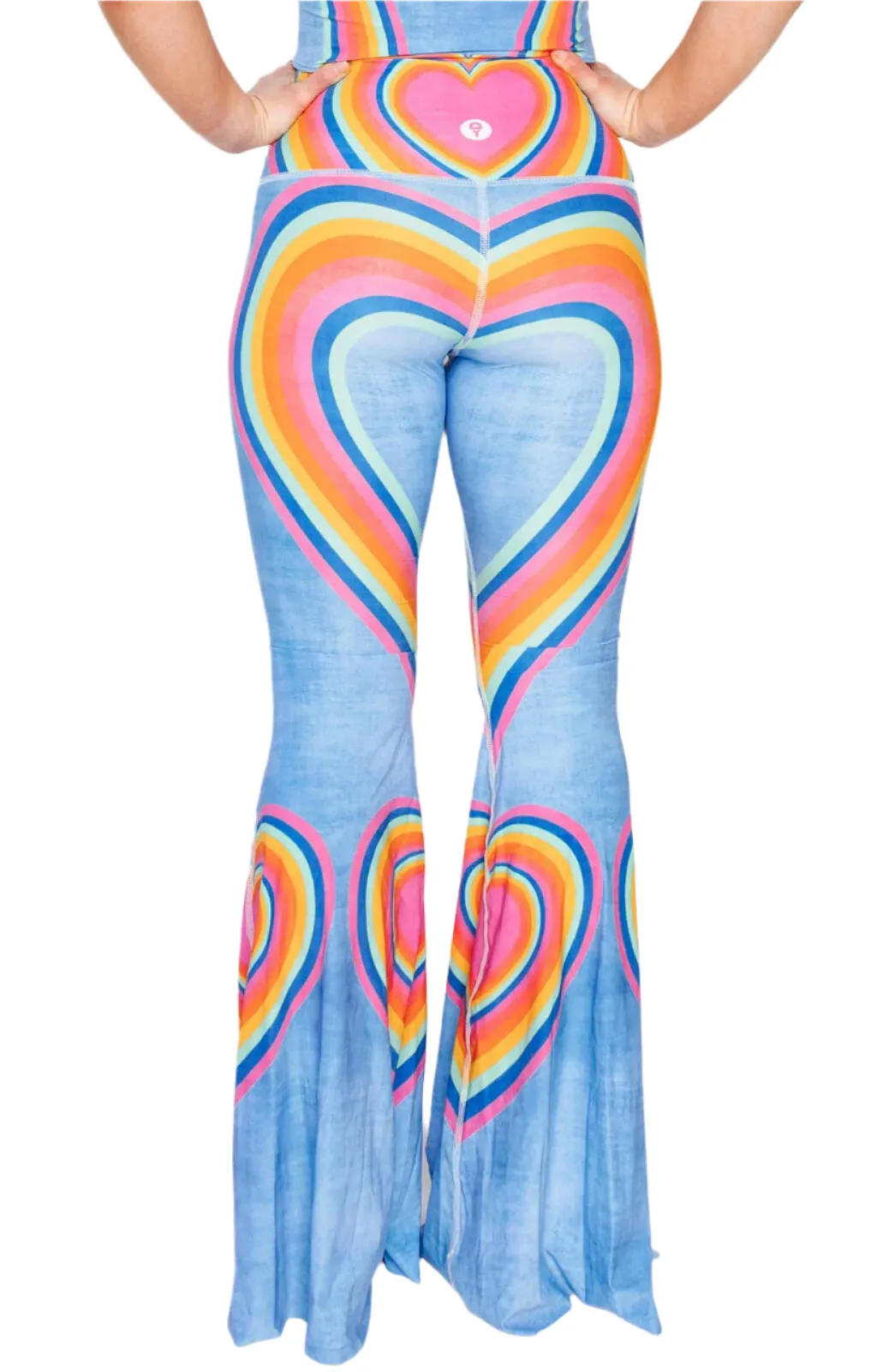 Rainbow Love Printed Bell Bottoms by Yoga Democracy