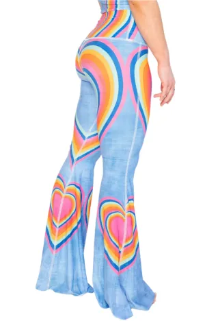 Rainbow Love Printed Bell Bottoms by Yoga Democracy