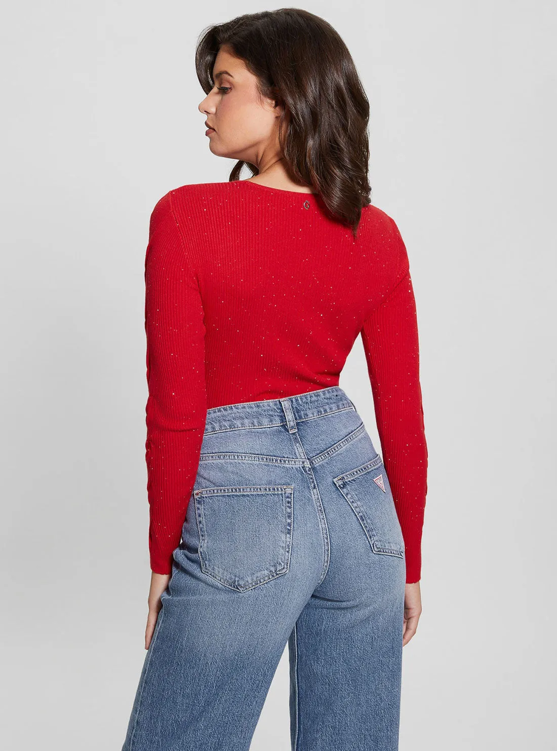 Red Long Sleeves Laurel Knit Top