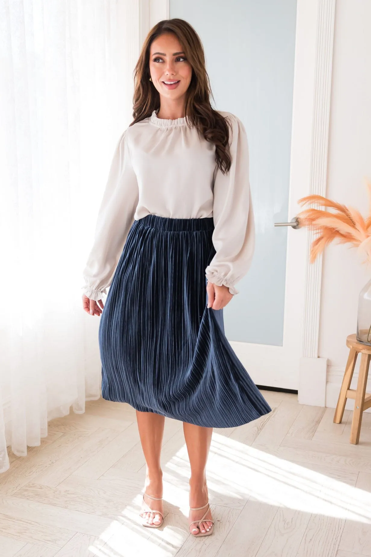 Rich & Velvety Pleated Midi Skirt