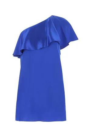 Saint Laurent One-Shoulder Straight Hem Mini Dress