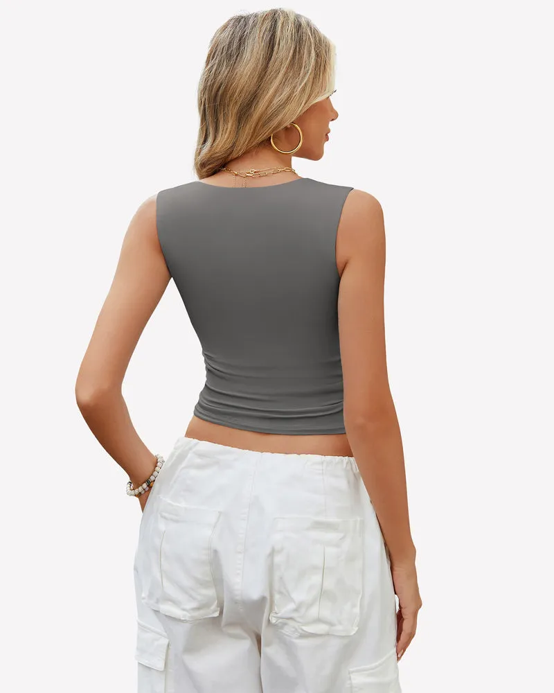 Square Neck Tank Top Basic Crop Tops