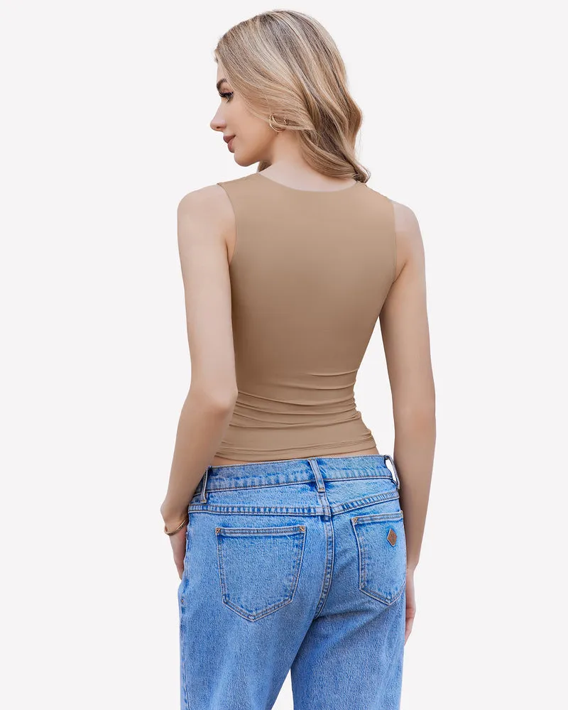 Square Neck Tank Top Basic Crop Tops