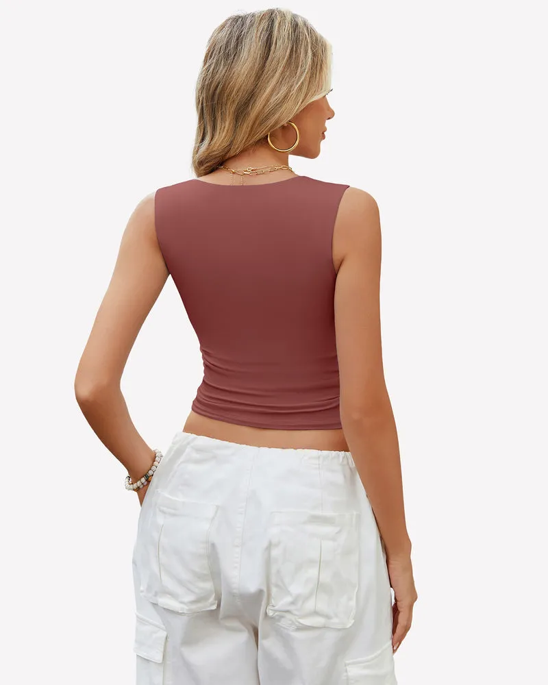 Square Neck Tank Top Basic Crop Tops