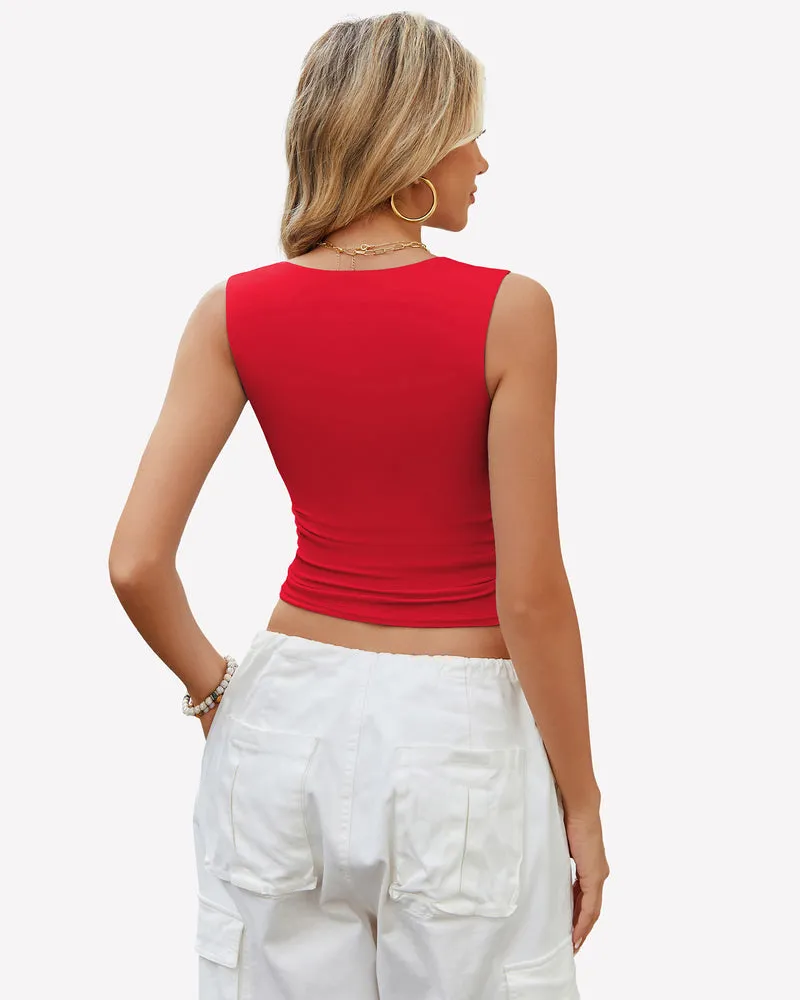 Square Neck Tank Top Basic Crop Tops