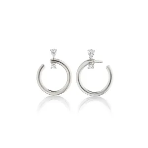 Sterling Silver Midi "Galaxy Wrap Hoop" Earrings with White Sapphires