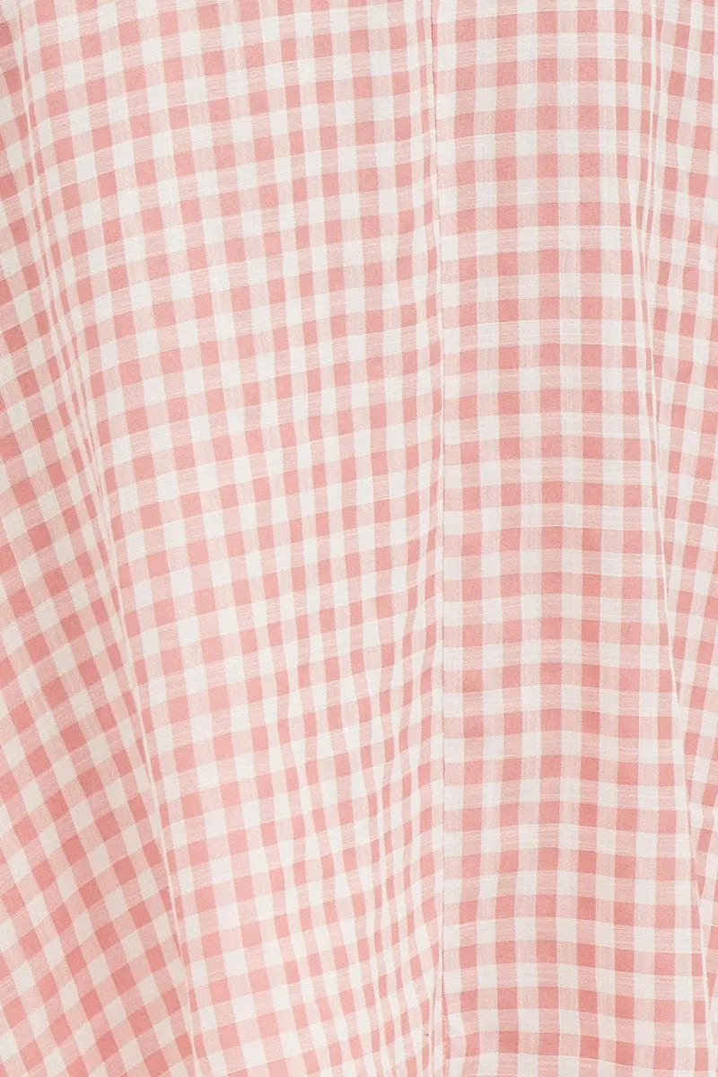 Stripe Check One Shoulder Midi Dress