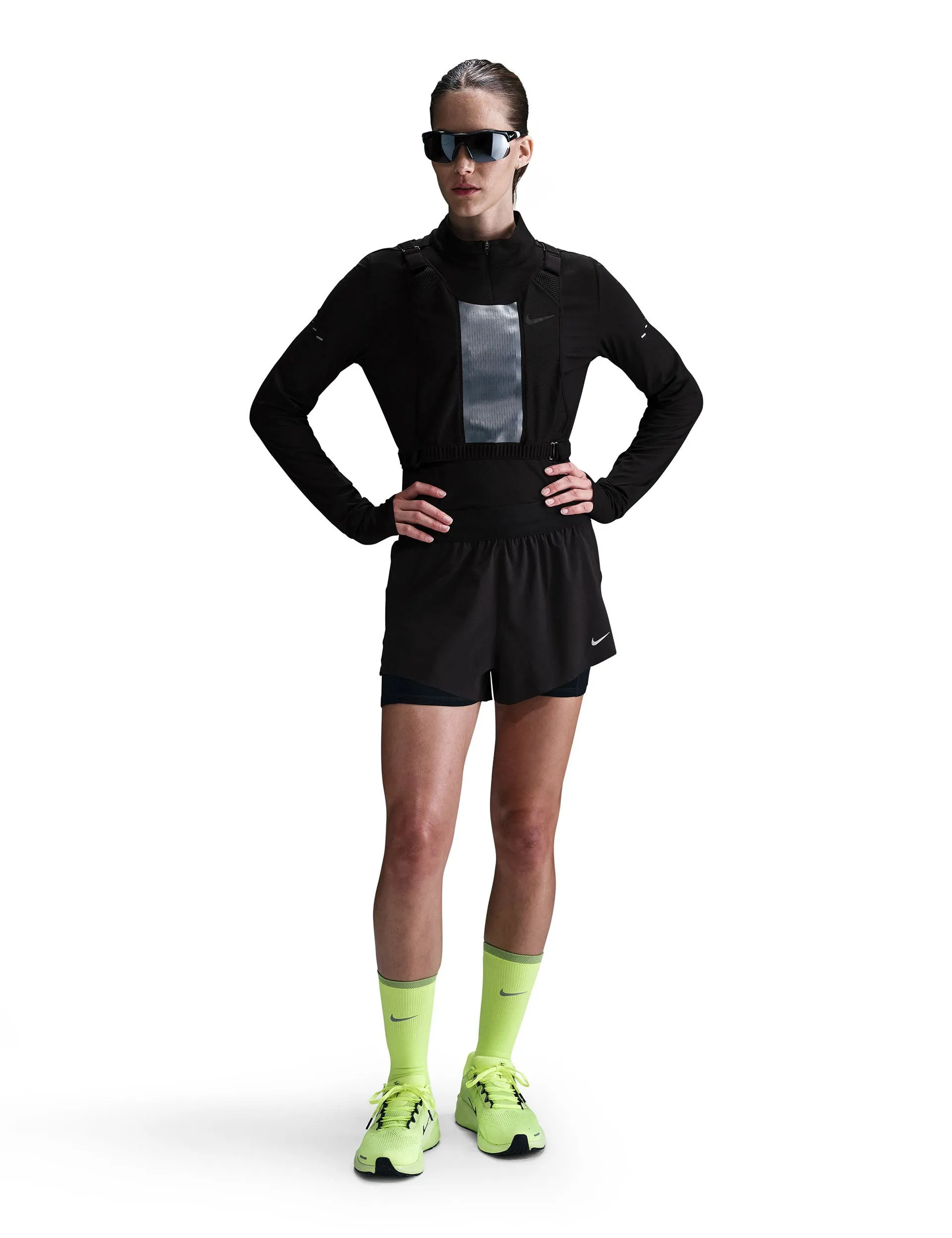 Swift Dri-FIT Mid-Rise 2-in-1 Running Shorts - Black/Reflective Silver